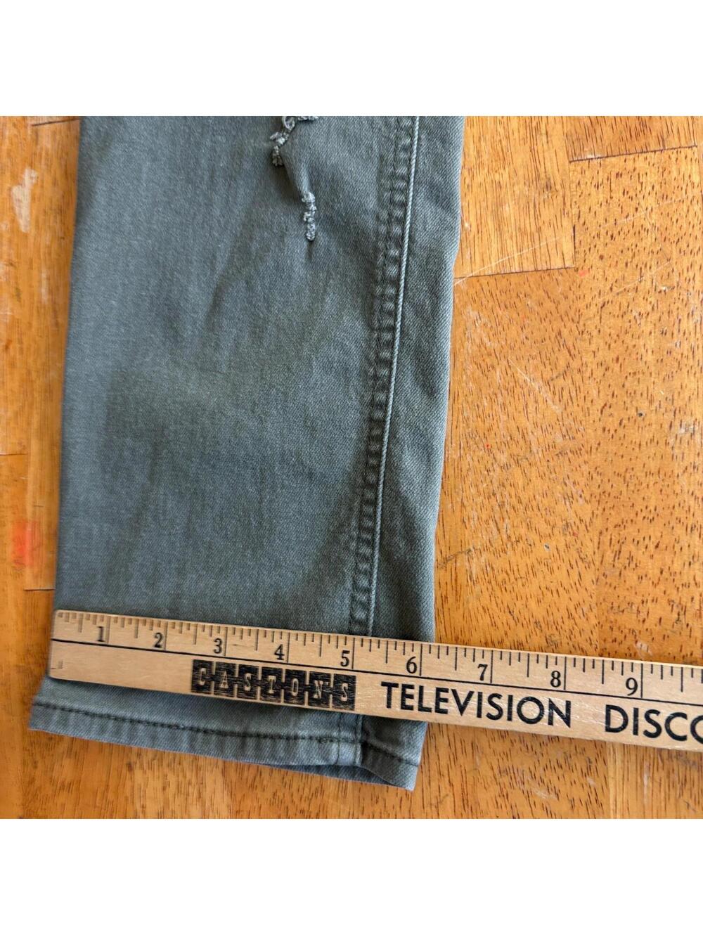 Skinny Moto Distressed Jeans H&M Tag 33 Fits Like 32X31 Olive Green Biker - Picture 3 of 8